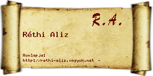 Réthi Aliz névjegykártya